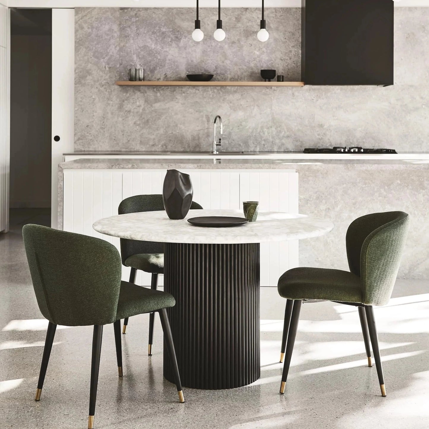 Benjamin Marble Top Dining Table - White and Black