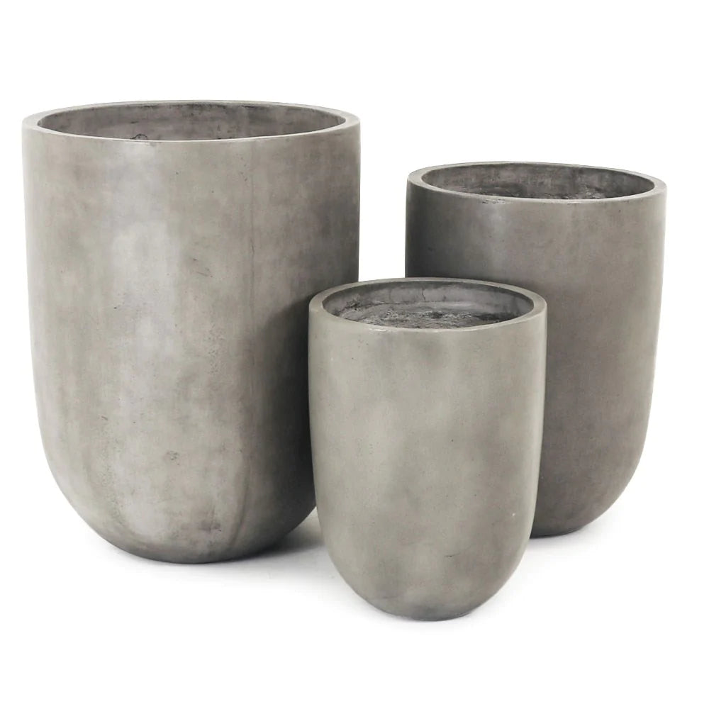 Kandara Tall Outdoor Planters - Weathered Cement (3 Sizes)