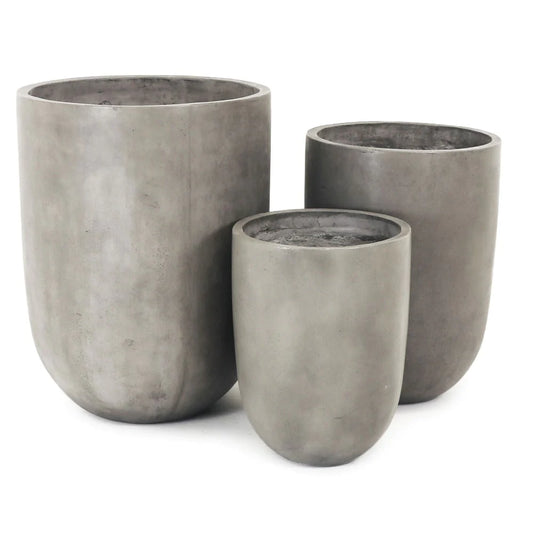 Kandara Tall Outdoor Planters - Weathered Cement (3 Sizes)