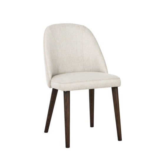Beige chair with wooden legs on a white background