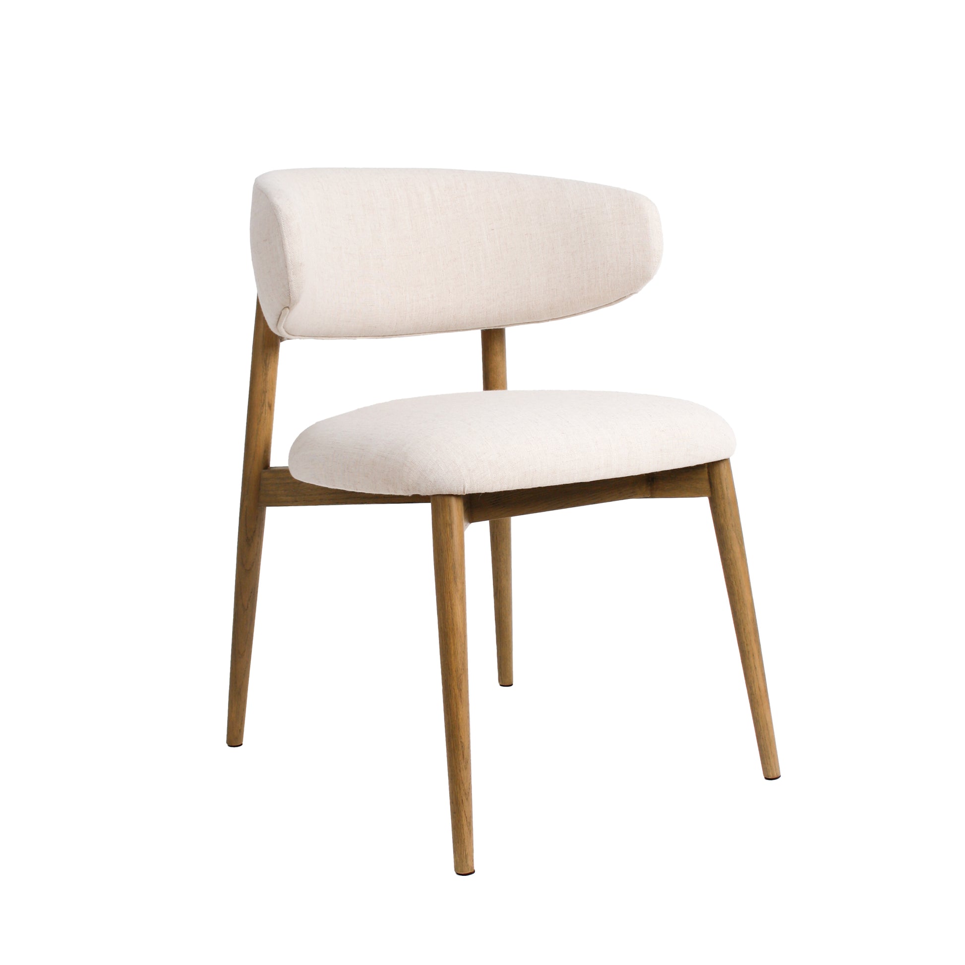 White chair with wooden legs on a white background