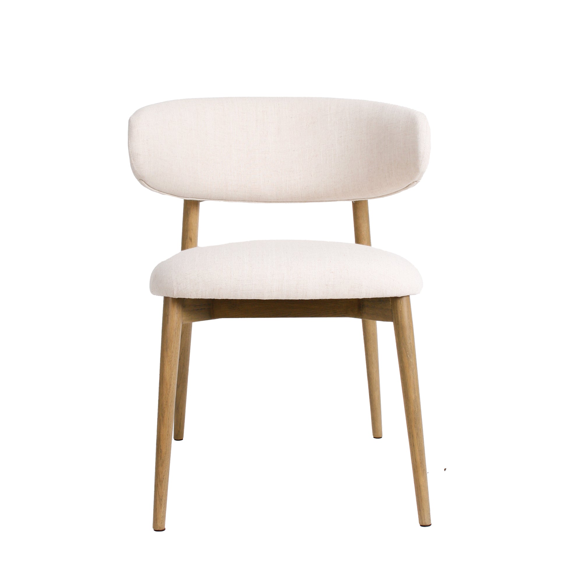 White chair with wooden legs on a white background