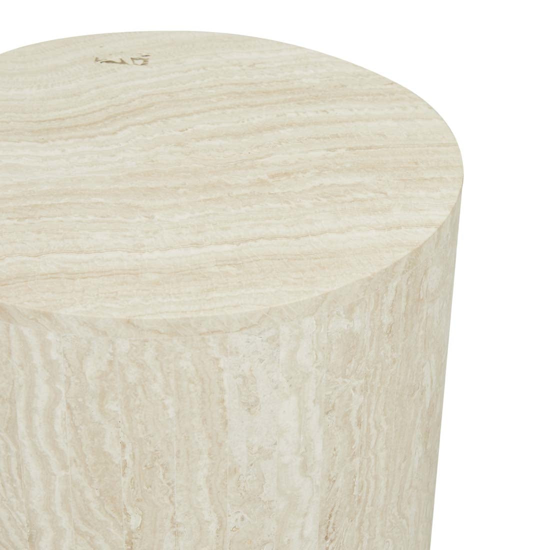 Elle Block Round Side Table Small - Natural Travertine