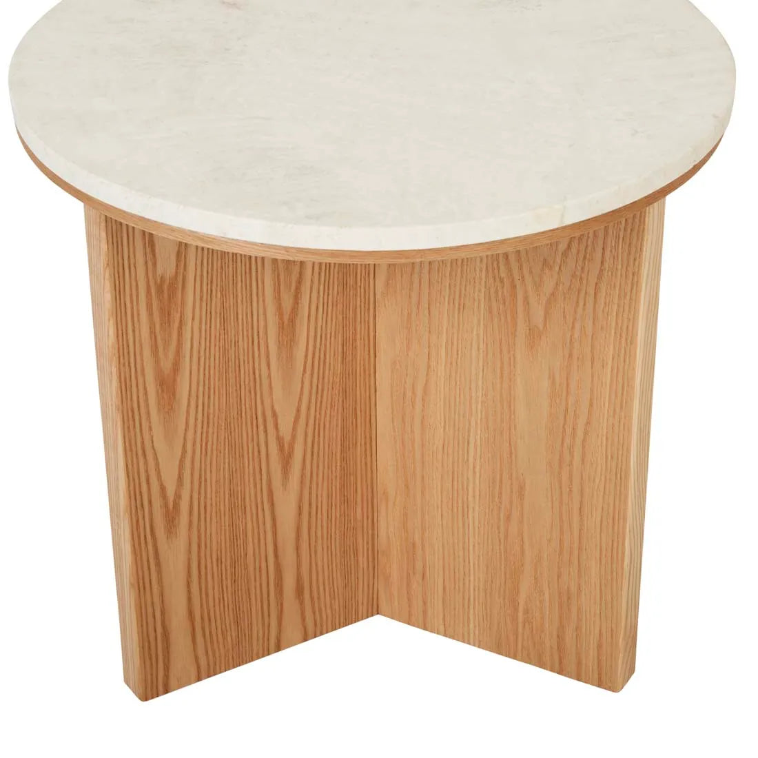 Elsie Round Side Table - Natural Travertine + Natural Ash