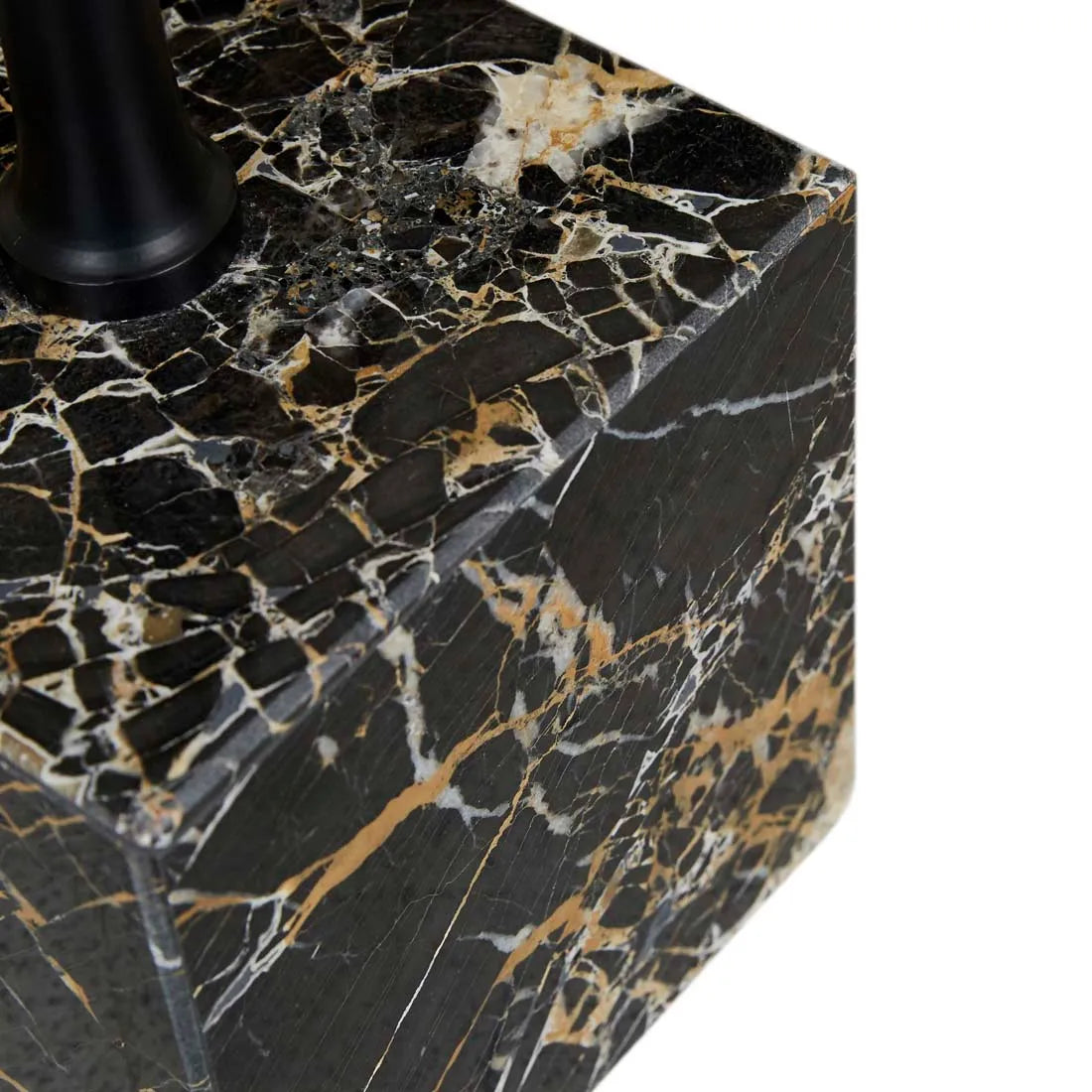 Verona Pillar Side Table - Golden Portoro + Black