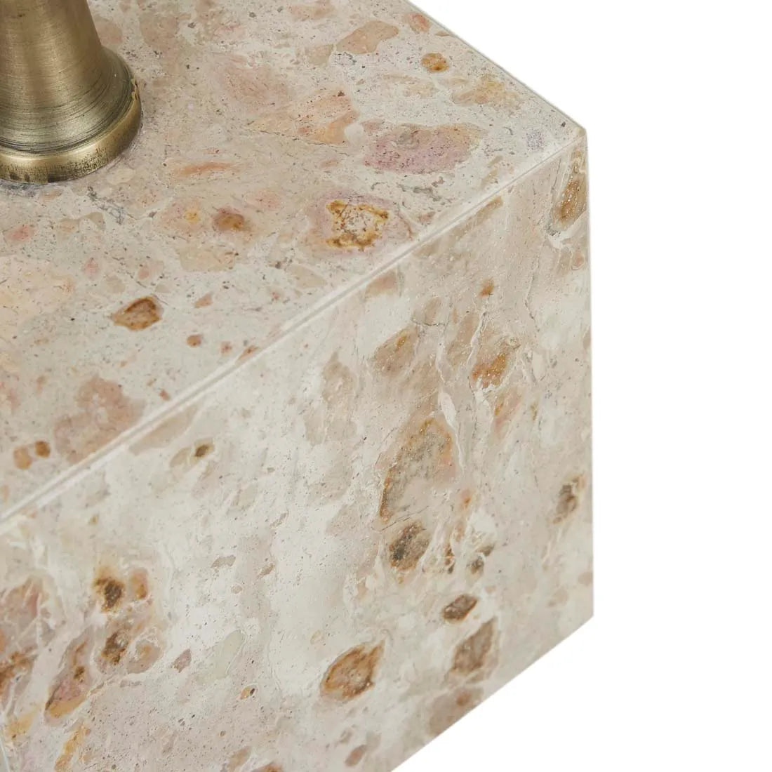 Verona Pillar Side Table - Latte + Antique Brass