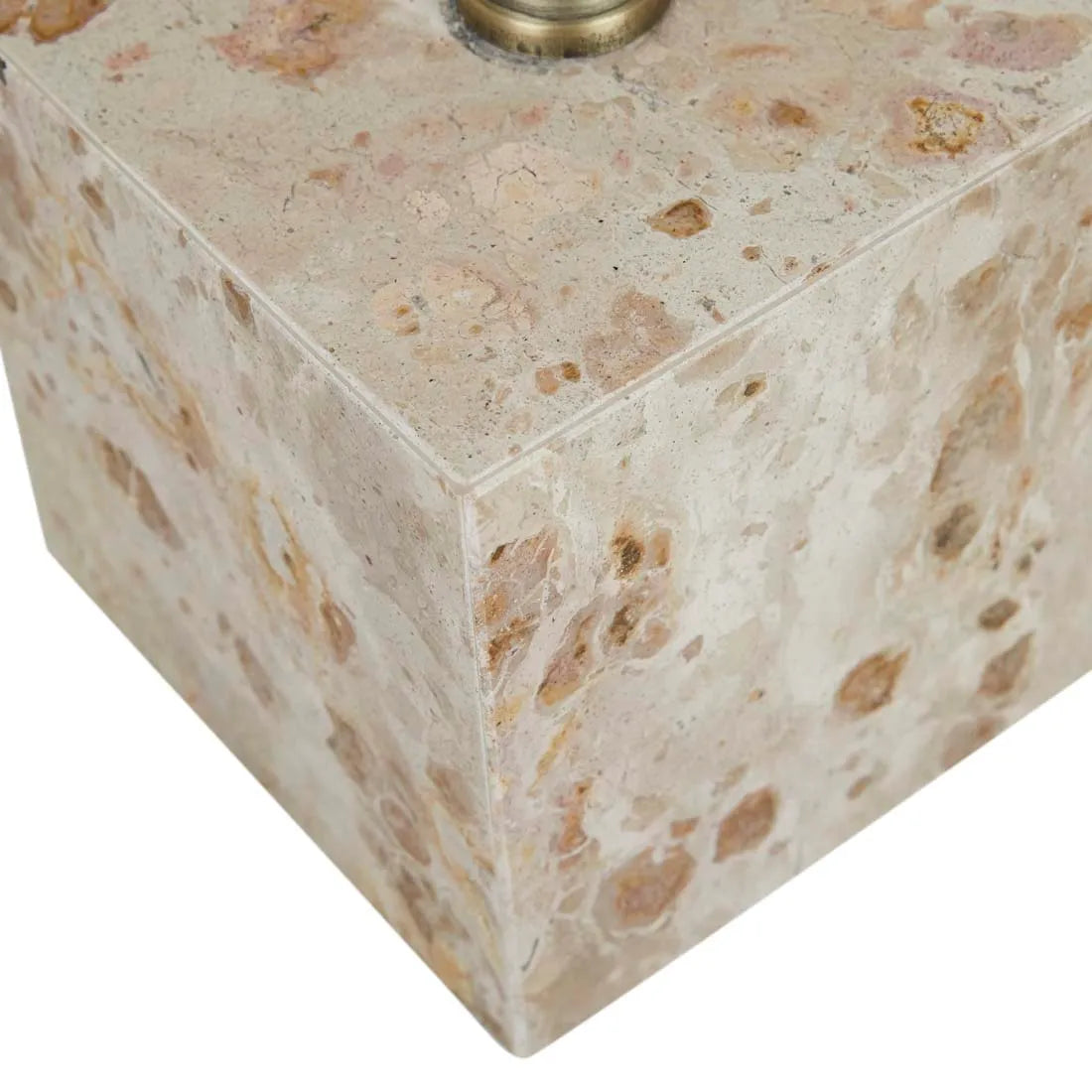 Verona Pillar Side Table - Latte + Antique Brass