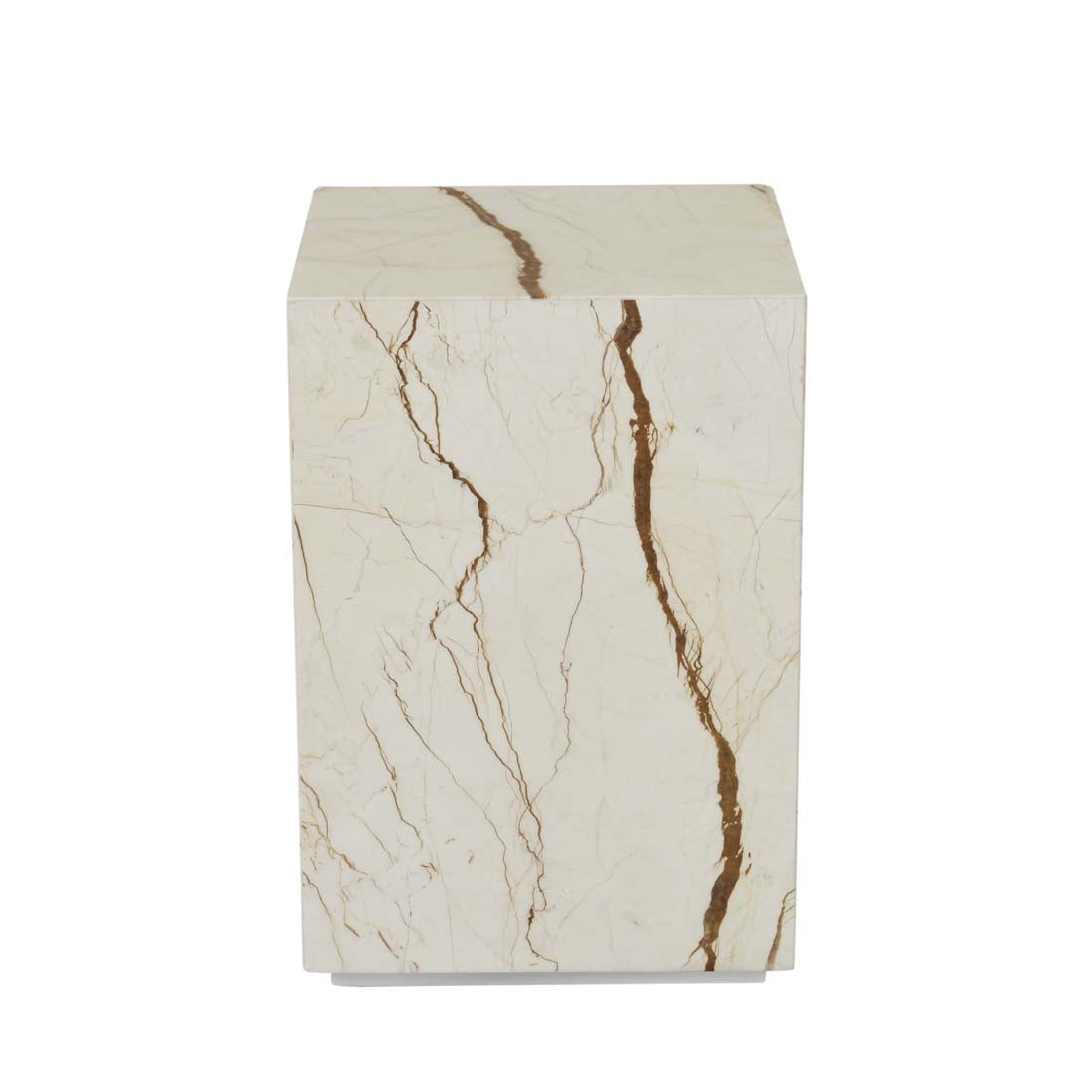 Elle Block Square Side Table - Brown Vein Marble