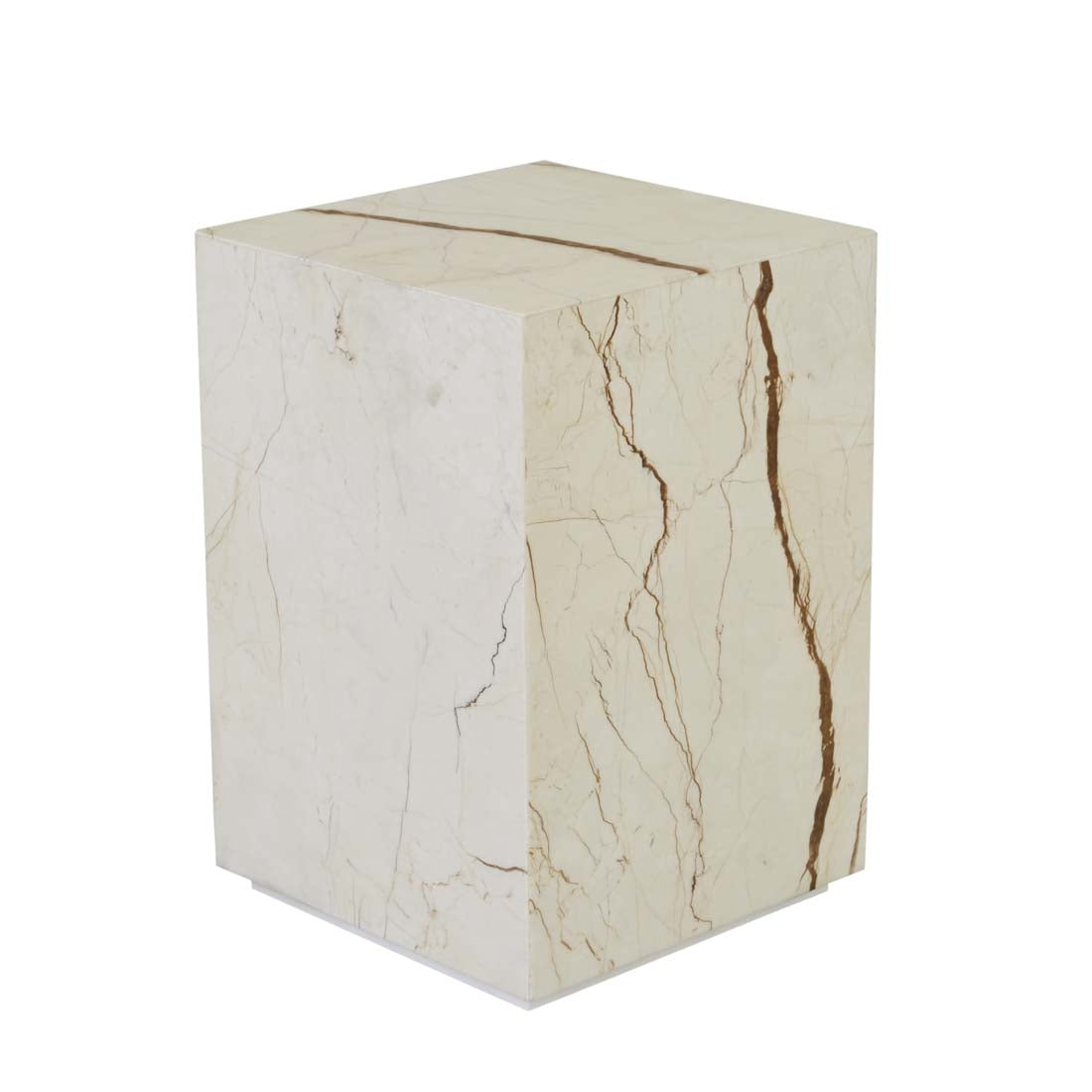 Elle Block Square Side Table - Brown Vein Marble