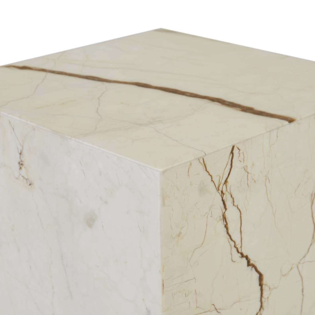 Elle Block Square Side Table - Brown Vein Marble