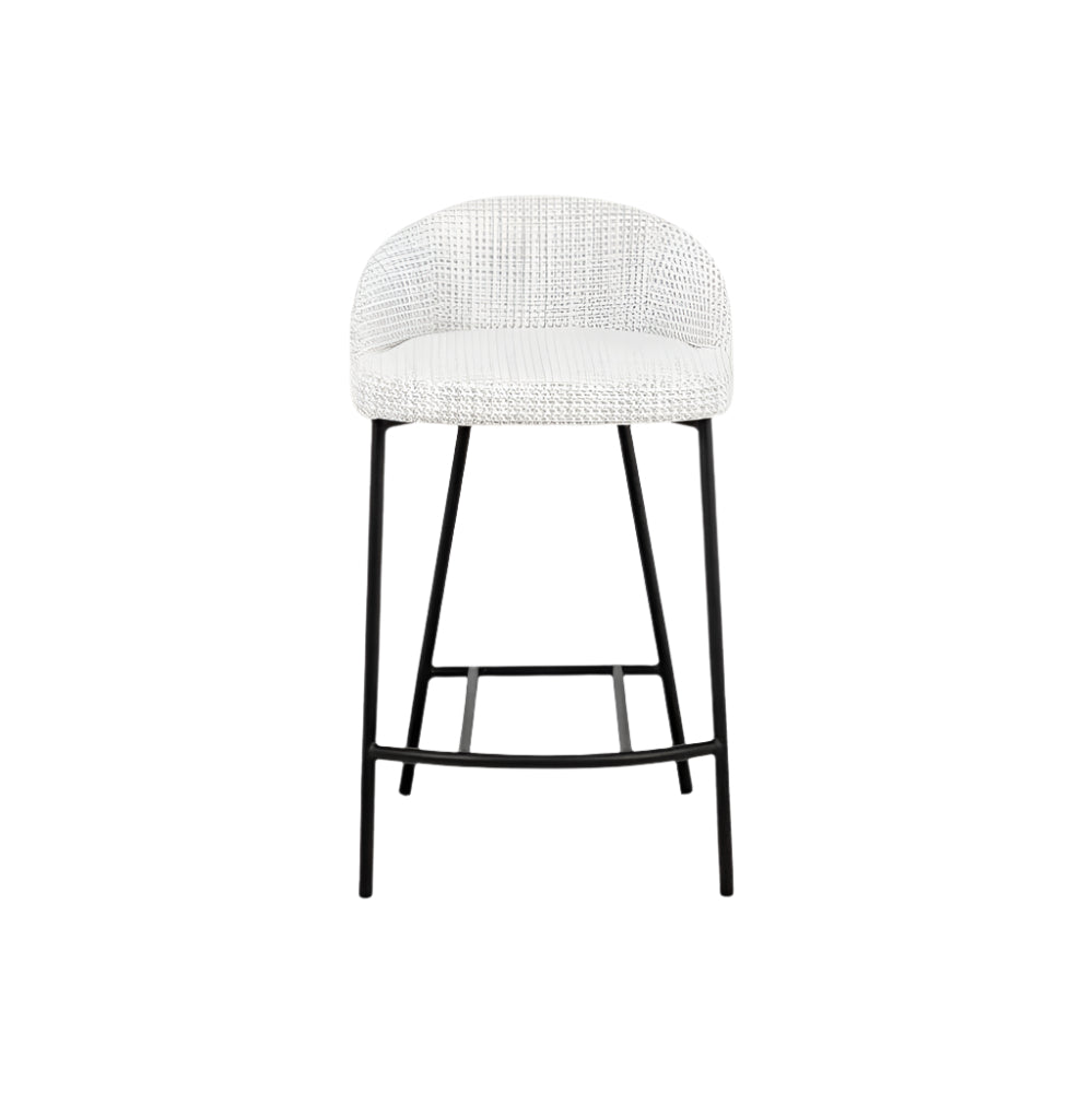 Mick Barstool - White/Black Fabric & Black Legs