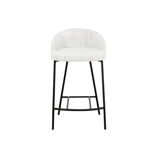 Mick Barstool - White/Black Fabric & Black Legs