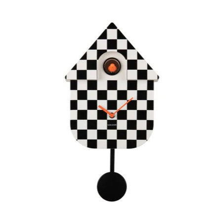 Modern Cuckoo Clock - White & Black Checker