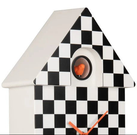 Modern Cuckoo Clock - White & Black Checker