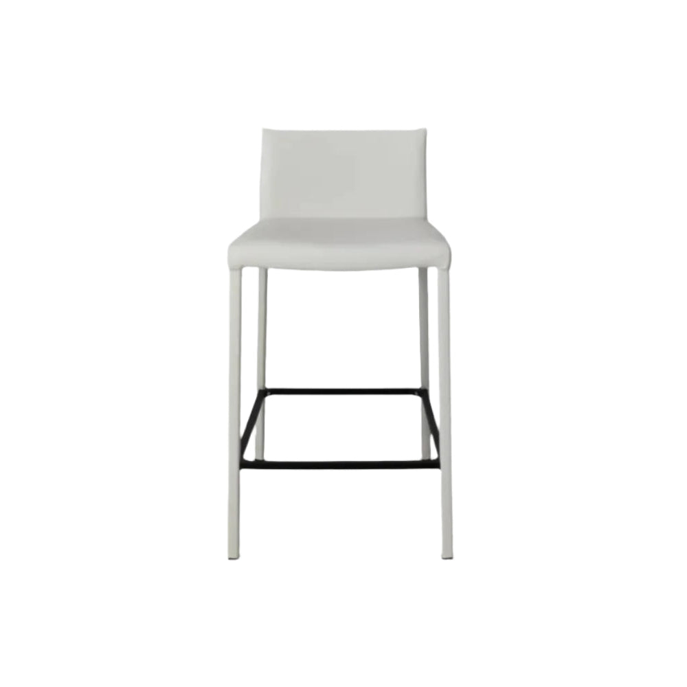 Pero Barstool - White Leather & White Legs