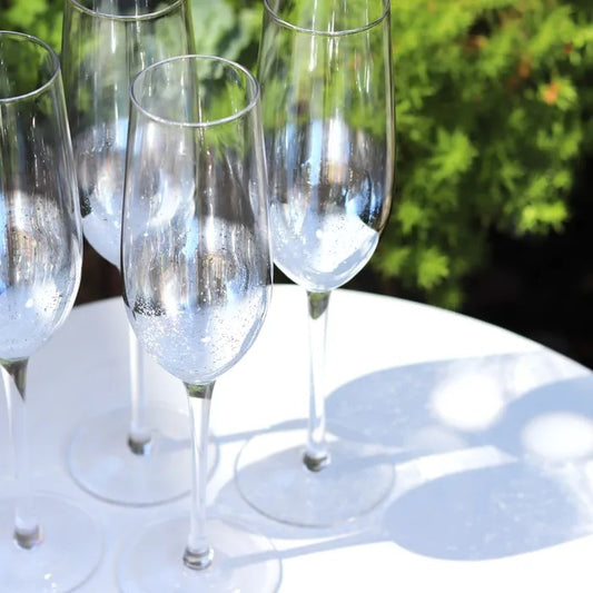 Champagne Flutes with Silver - Set of 4