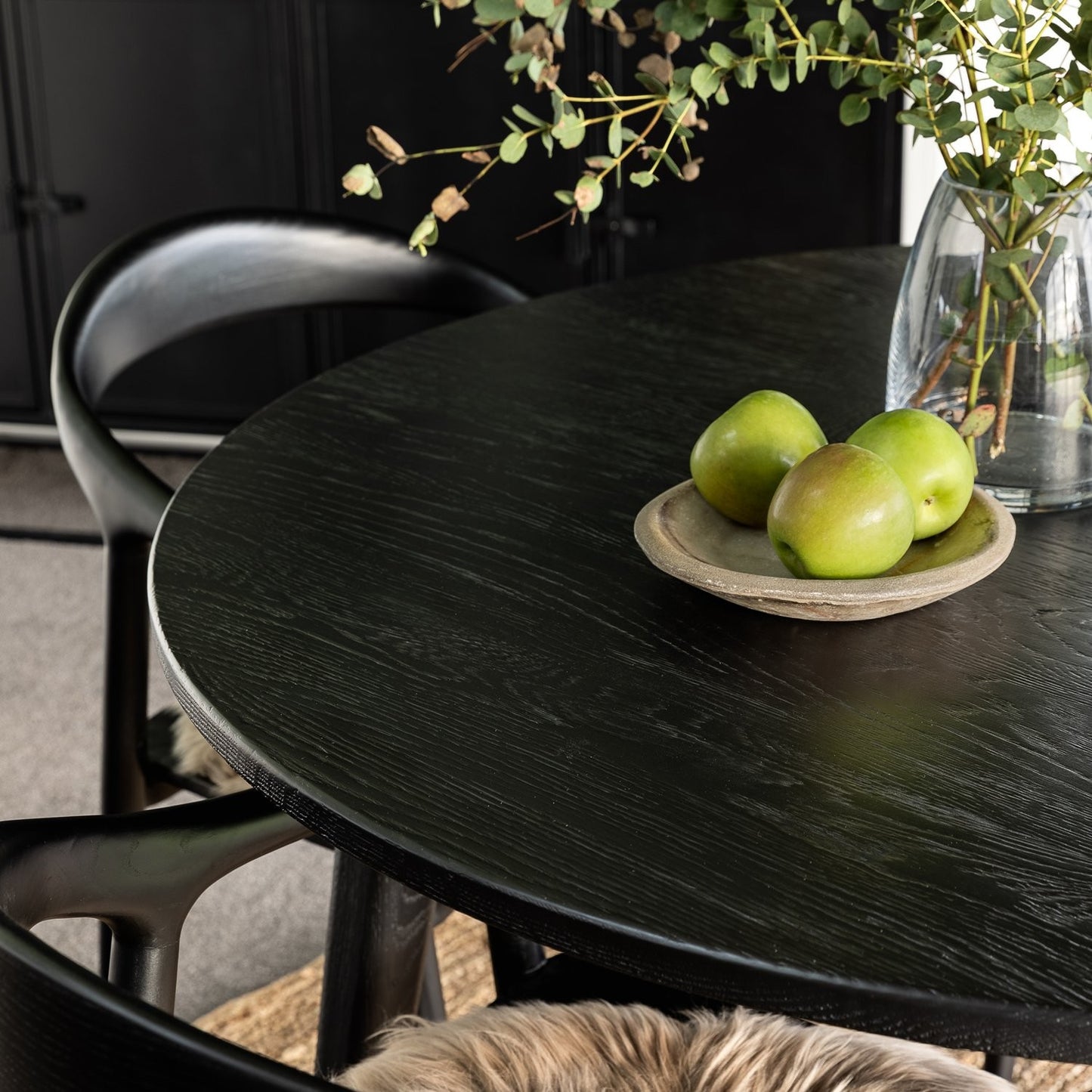Vaasa Oak Dining Table 120cm - Matte Black