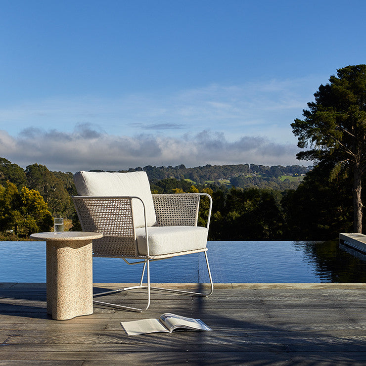 Artie Outdoor Wave Side Table - Warm Sand