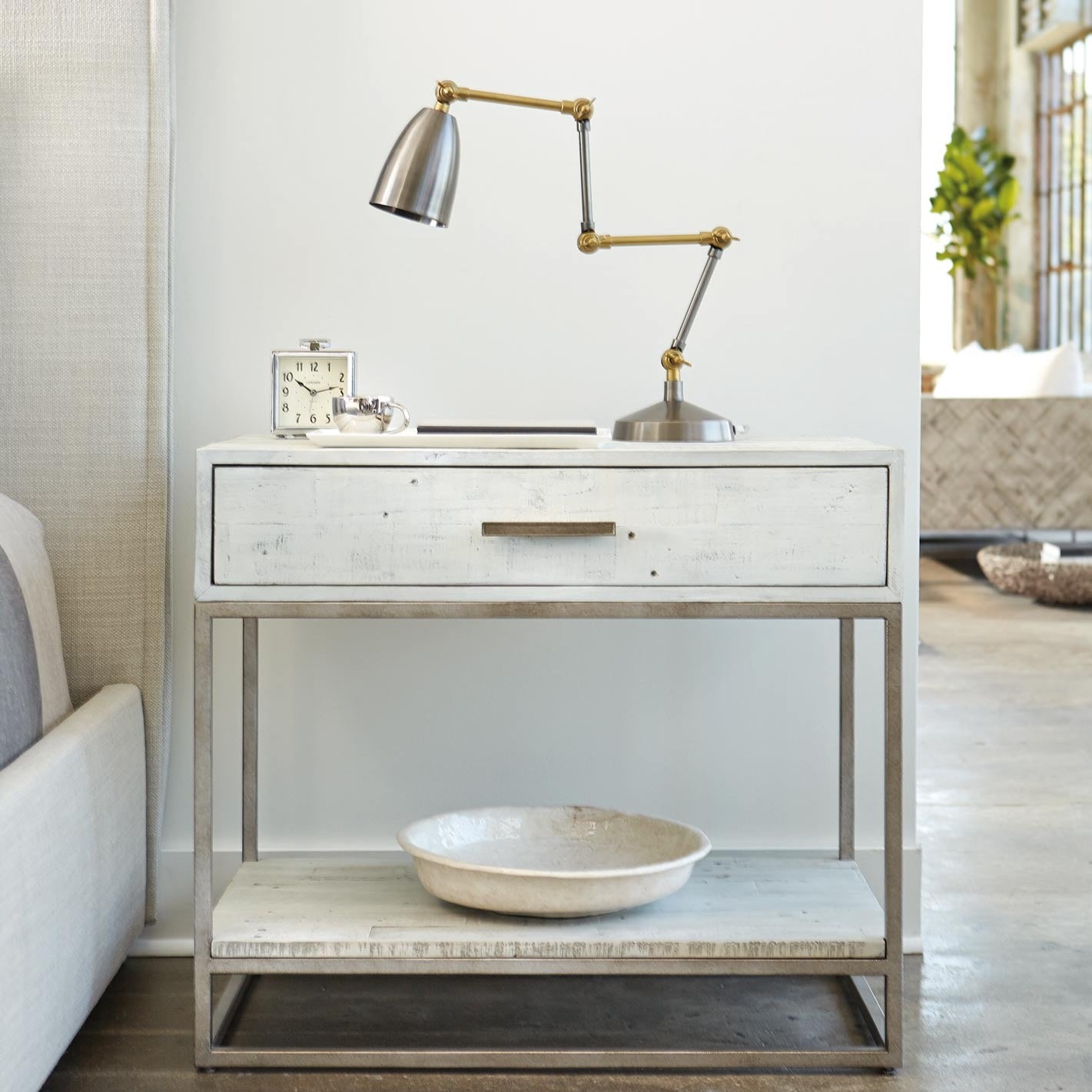 Alvar Bedside Table - Brushed White