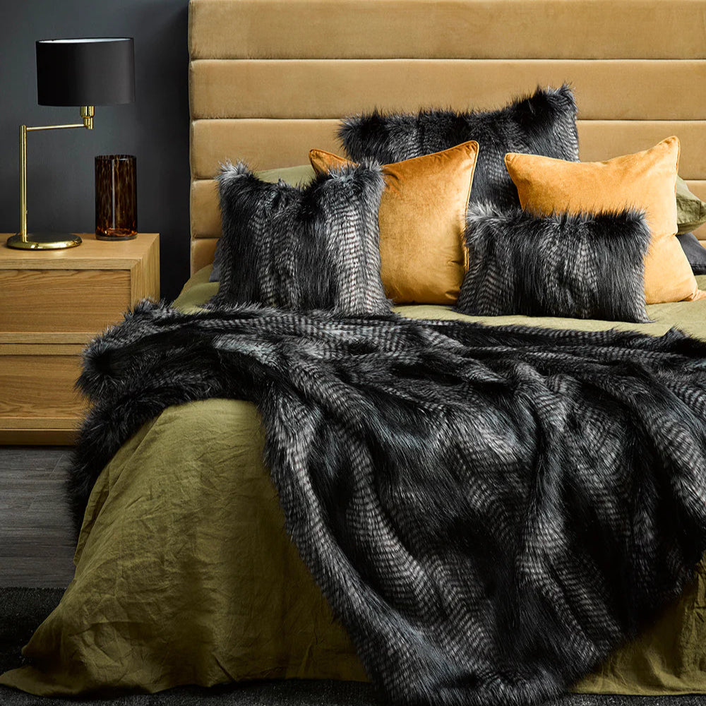 Fur Cushion - Black Coyote (3 Sizes)