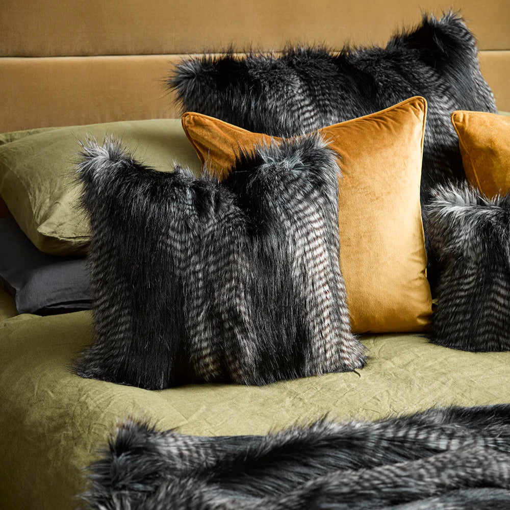 Fur Cushion - Black Coyote (3 Sizes)