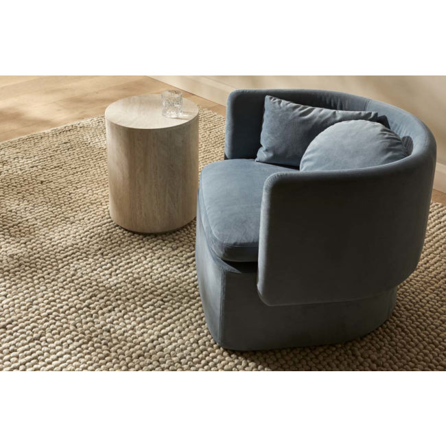 Elle Block Round Side Table Tall - Natural Travertine