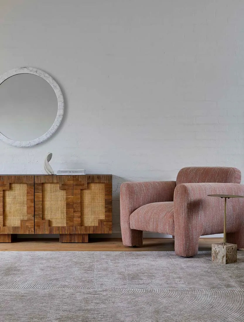 Verona Pillar Side Table - Latte + Antique Brass