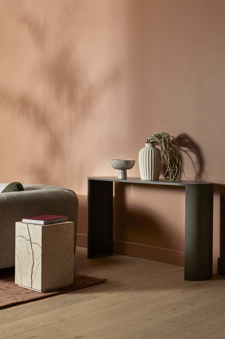 Elle Block Square Side Table - Brown Vein Marble