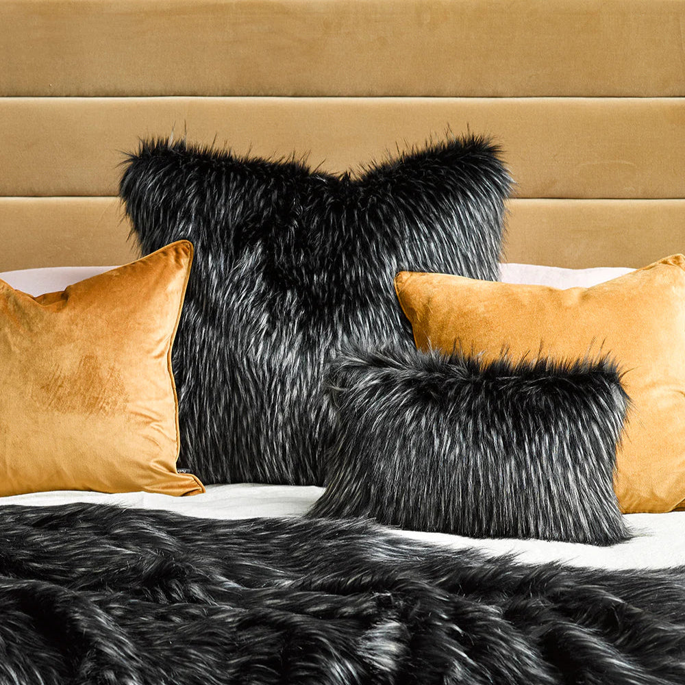 Fur Cushion - Ebony Plume (3 Sizes)