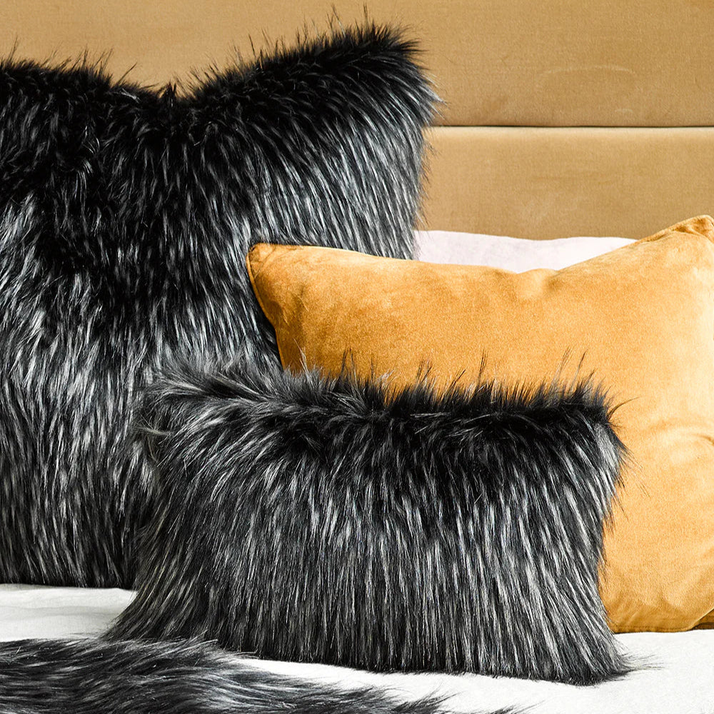 Fur Cushion - Ebony Plume (3 Sizes)