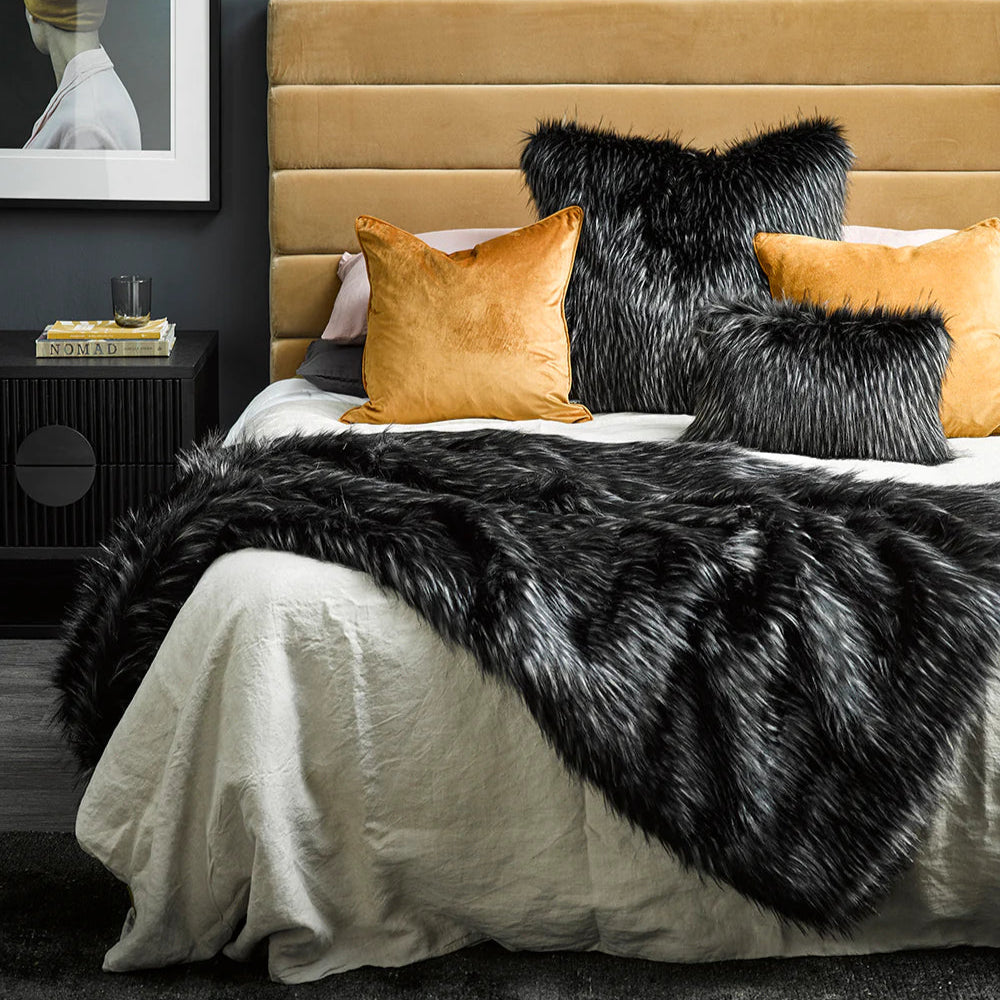 Fur Cushion - Ebony Plume (3 Sizes)