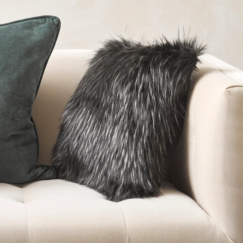 Fur Cushion - Ebony Plume (3 Sizes)