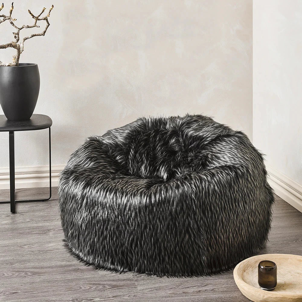Fur Bean Bag - Ebony Plume