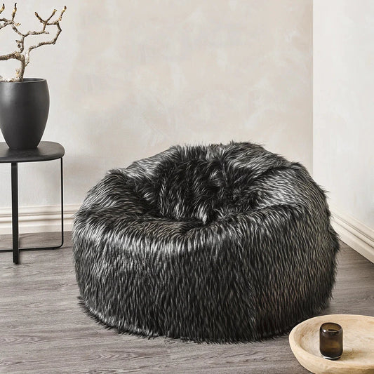 Fur Bean Bag - Ebony Plume