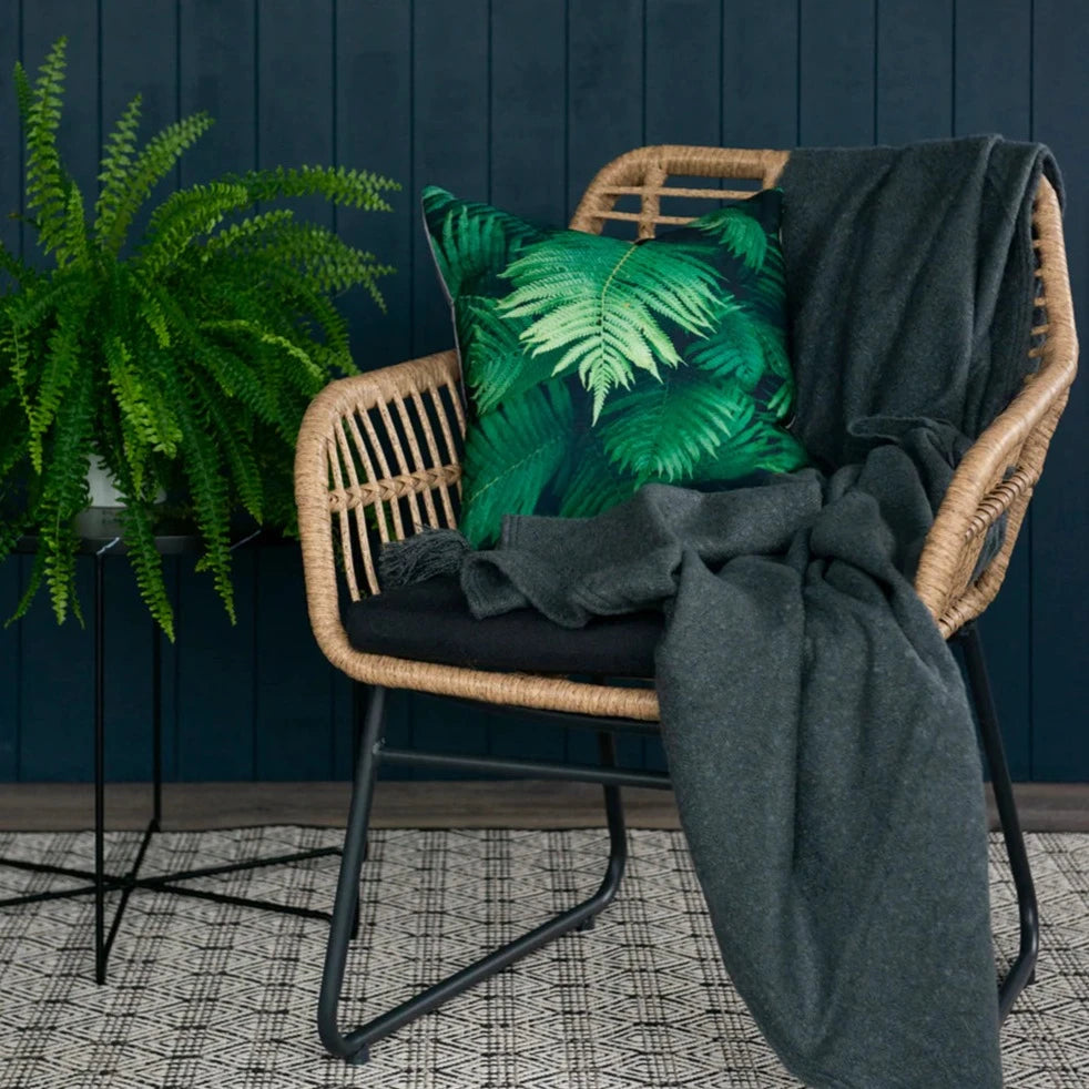 Ferns Outdoor Cushion - Lime/Black