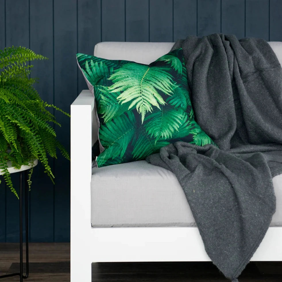Ferns Outdoor Cushion - Lime/Black