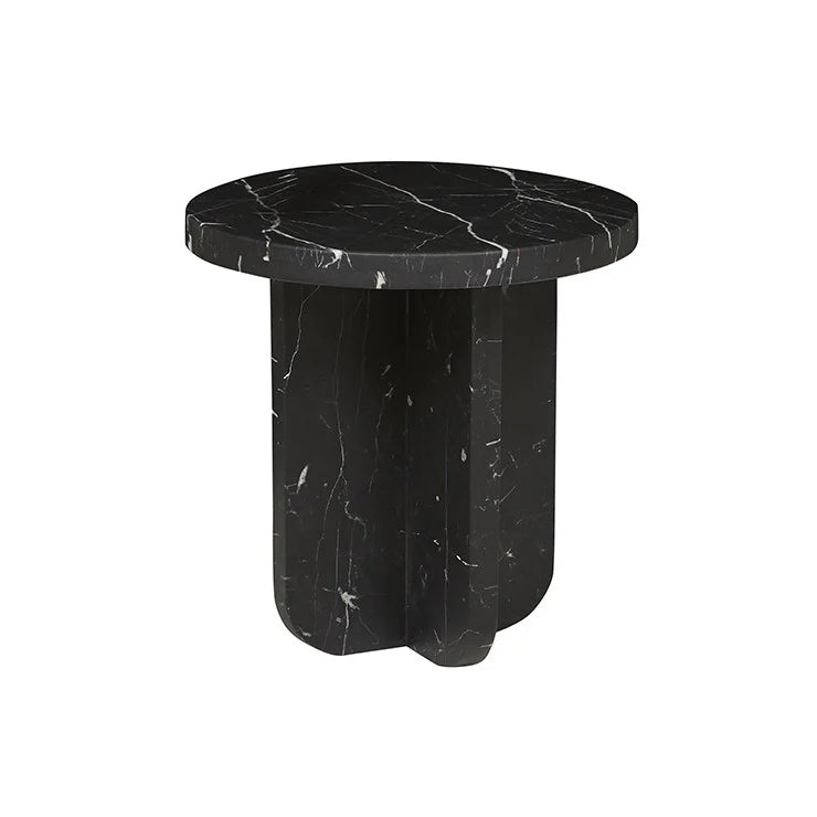 Amara Curve Side Table - Black Marble