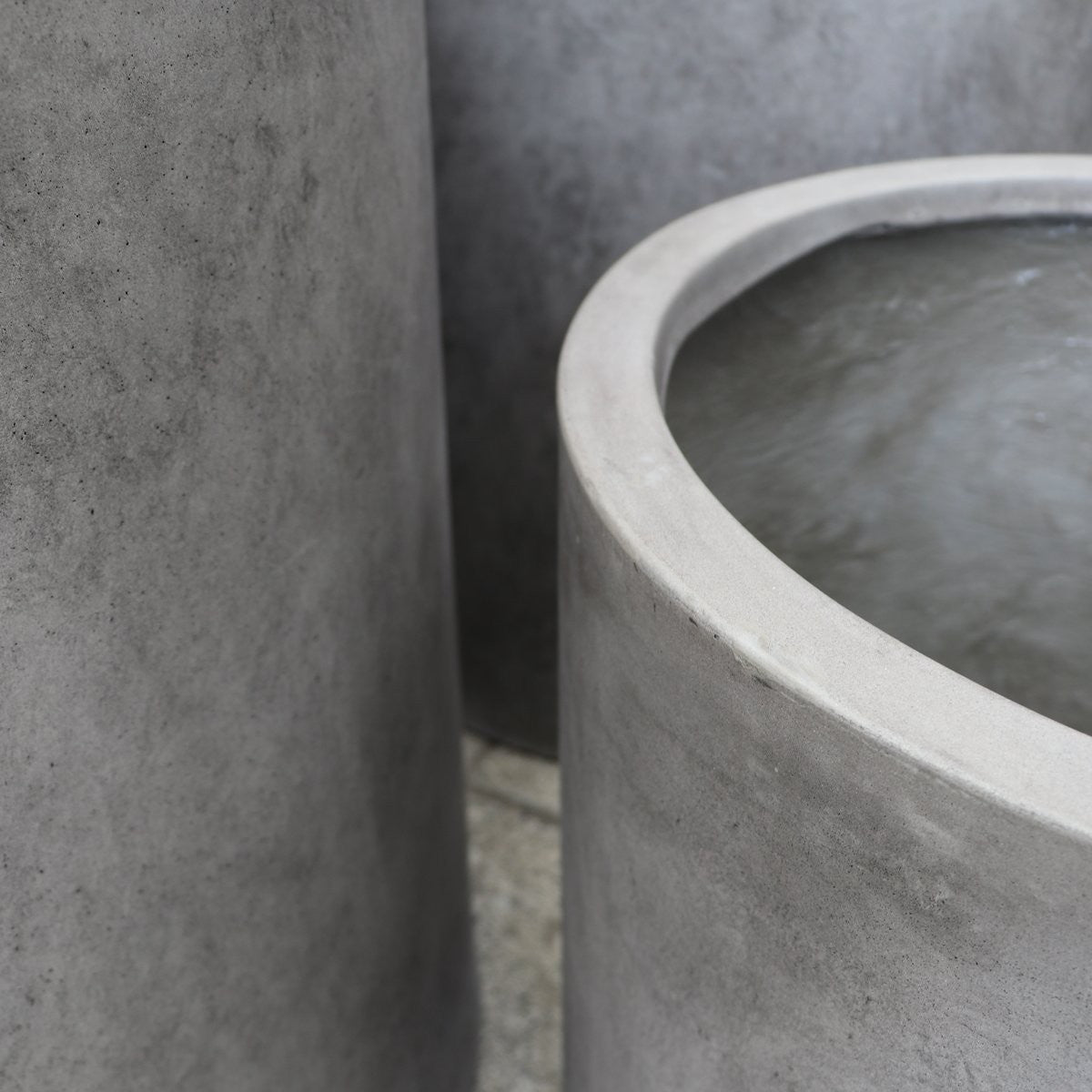 Mikonui Cylinder Outdoor Planter - Weathered Cement (3 Sizes)