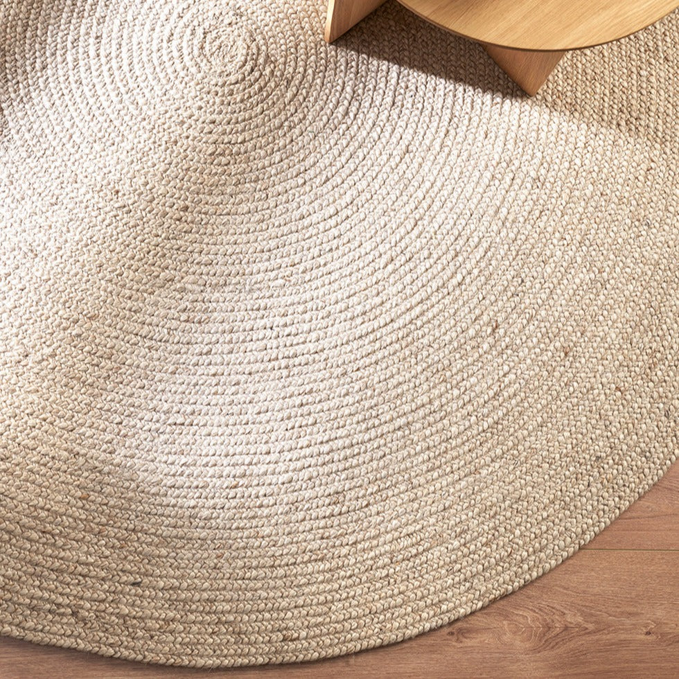 Tairua Round Floor Rug - Straw