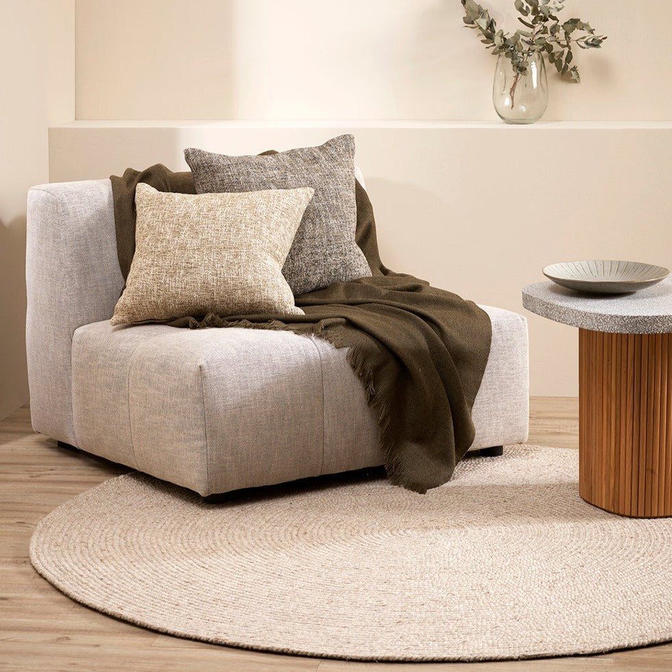 Tairua Round Floor Rug - Straw