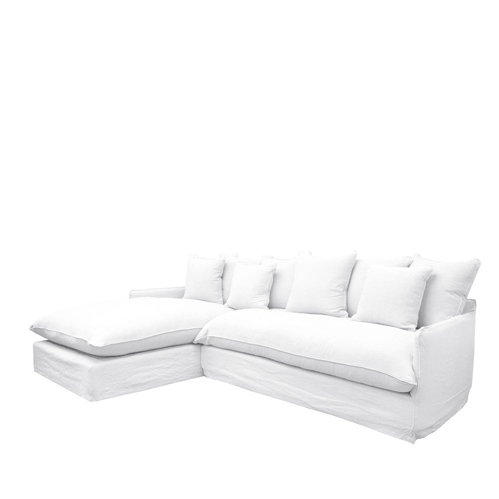 Lotus Slipcover Modular Sofa (L.H.S Chaise) - White