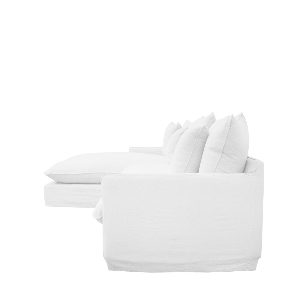 Lotus Slipcover Modular Sofa (L.H.S Chaise) - White