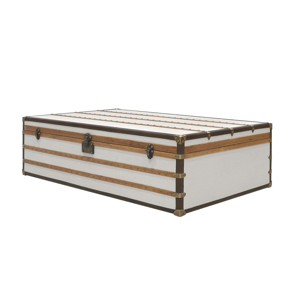 Trunk Coffee Table - Aged White Leather