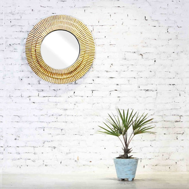 Kiran Wall Mirror - Aged Brass