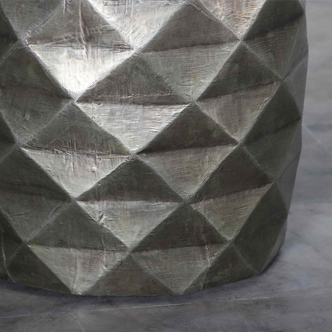 Diamond Side Table/Stool - Aged Silver