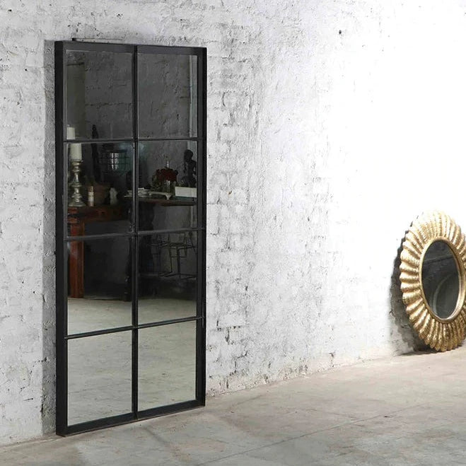 Loft Black Iron Floor Mirror – 8 block