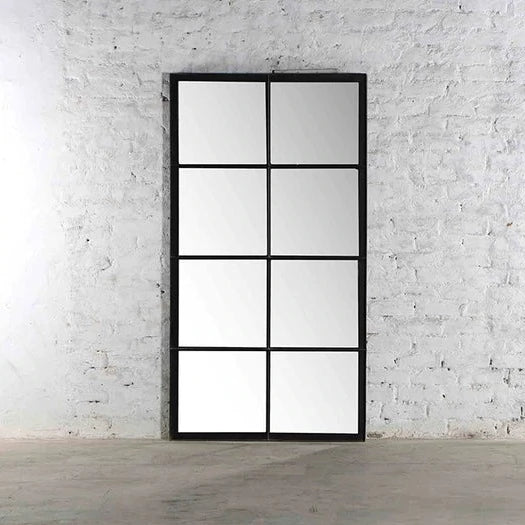 Loft Black Iron Floor Mirror – 8 block