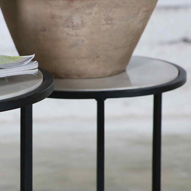 Ellis Nest of Side Tables - Black Base & White Marble