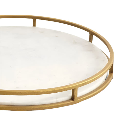 Round Serving Tray - Brass and Marble