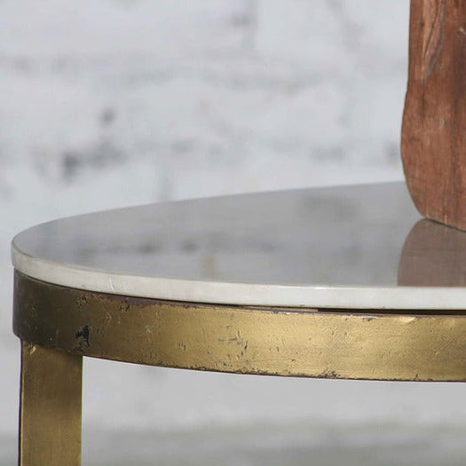 Kazumi Oval Coffee Table - Gold with White Marble Top